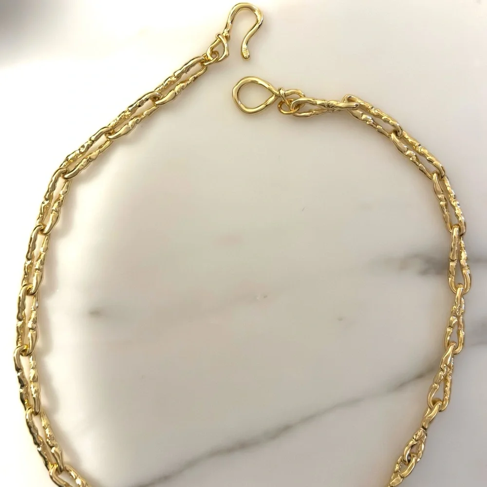 ALEXIS BITTAR • Brut Gold Twisted Short Link Custom Chain Necklace